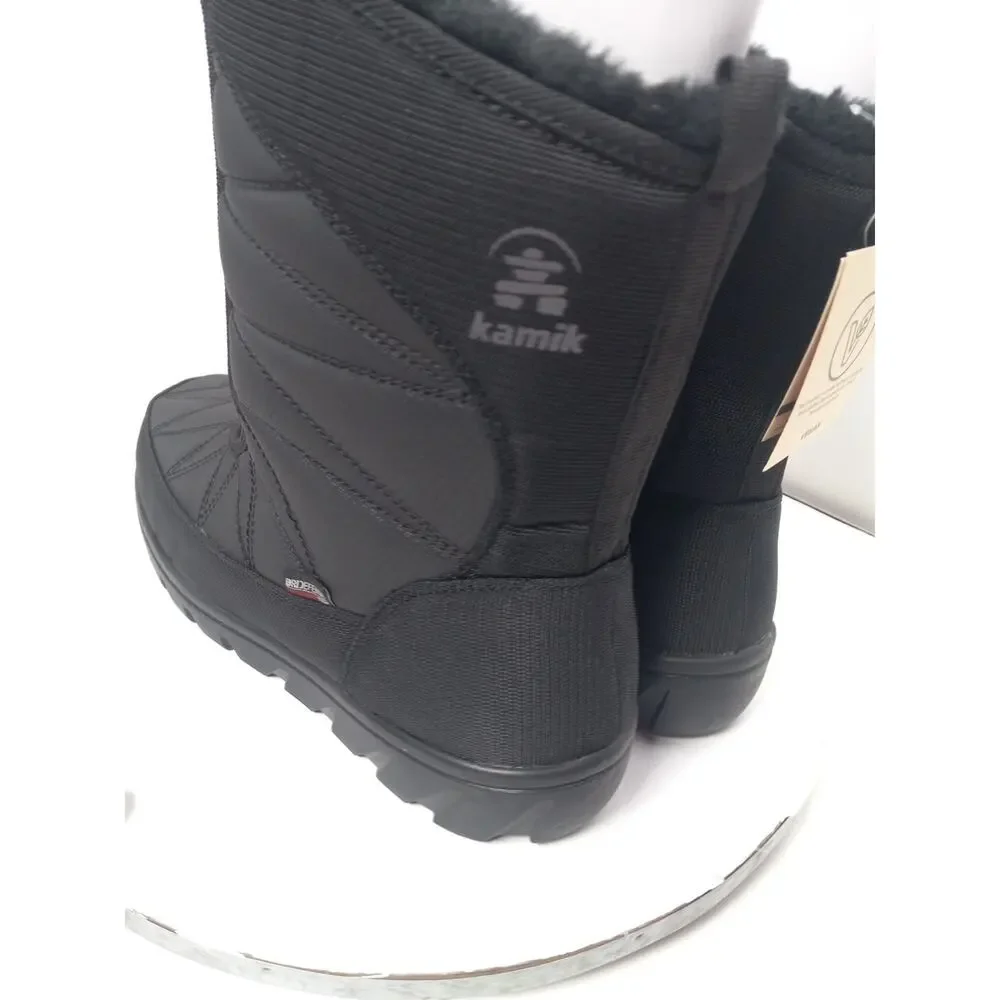 Kamik Hannah BLACK Pull On Waterproof Mid-Calf Snow Boots Womens Sz 10